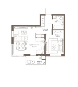 1-к квартира, 13/15 эт., 42м²